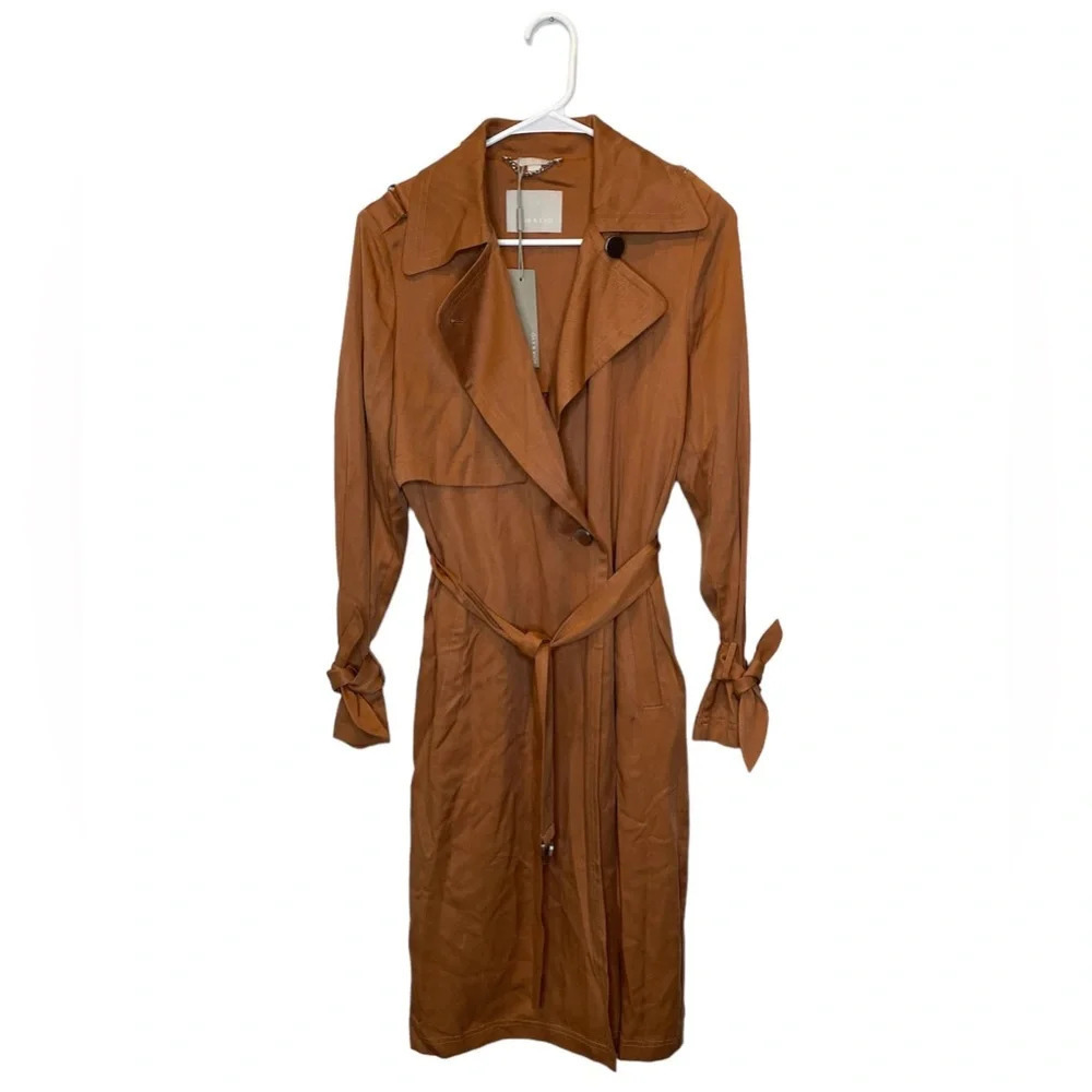 NWT SOIA & KYO Nousha Tailored Lightweight Trench Coat in Amber Size Small - Picture 4 of 16